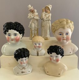 Lot Of 5 Parian & China Shoulder Heads Only