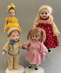 4  Small All Bisque Dolls