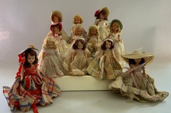 12  5 Assorted Nancy Ann Story Book Dolls, Played With Condition