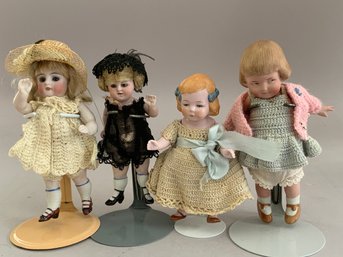 4  Small All Bisque Dolls