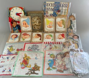 Lot Of Childrens Books & Paper, Disney Plastic Wall Plaques, Dollie Dingle Paper Dolls, Etc.