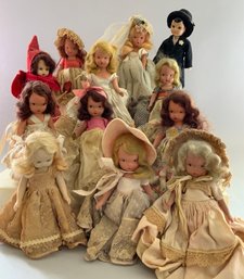 12  5 Assorted Nancy Ann Story Book Dolls, Played With Condition