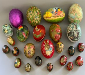 Lot Of 24 Assorted Cardboard Decorated Easter Egg Candy Containers