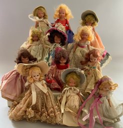 12  5 Assorted Nancy Ann Story Book Dolls, Played With Condition