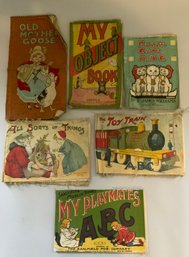 Lot Of 6 Printed Cloth Muslin Books For Children Circa 1900
