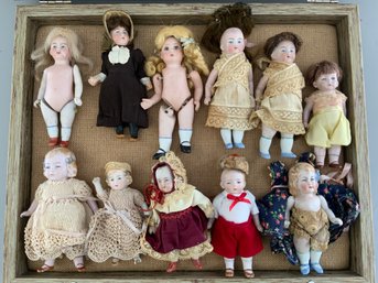 Display Box 12 X 15 X 2  Containing 11 Small Dolls