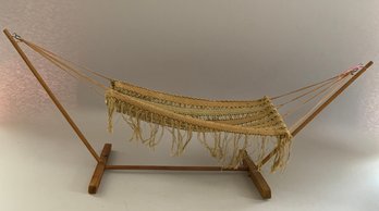 Rare Dolls Or Salesmans Sample Wood Frame Hammock, Pat. Oct. 1905