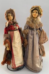 2  Early Wax Shoulder Head Dolls