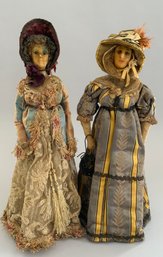 2  Early Wax Shoulder Head Dolls
