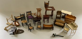 Lot Of Assorted Doll House Furniture, Some Biedermeier. Approx 19 Pcs, Some Need Work