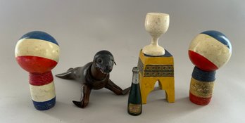 Lot Of 7 Schoenhut Circus Wood Items