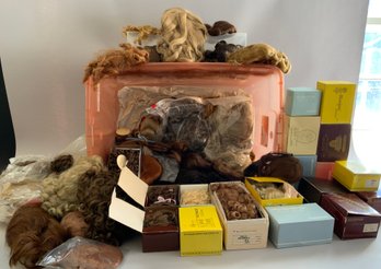Very Large Lot Of Assorted Doll Wigs, Styles, Colors, Sizes, & Materials