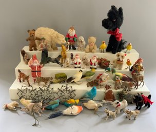 Lot Of Christmas Ornaments, Small Animals, Birds, Etc.