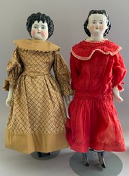2  Black Hair China Shoulder Head Dolls