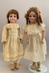 Lot Of 2  24 Bisque Head German Dolls
