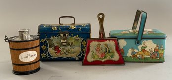 Lot Of 4 Small Painted Tin & Toy Items