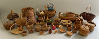 Lot Of 55 Assorted Small Baskets Various Shapes & Ages