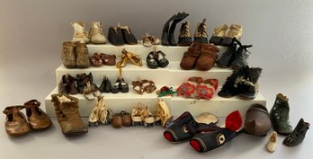 Lot Of Antique Doll And Childrens Shoes Assorted Sizes 25 Pairs
