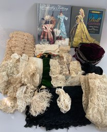 Lot Of 2  Doll Books & Early Lace & Trims