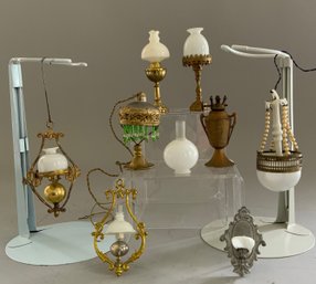 Lot Of 8 Antique Miniature Doll House Lights