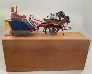 19 Long Vintage Santa In Sleigh