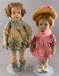 2  12 Lenci Girl Felt Dolls