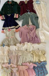 Large Lot Of Vintage Doll & Childs Clothes Assorted Sizes & Styles