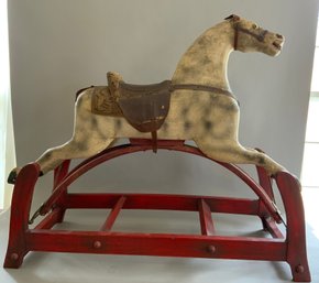 Carved & Painted Antique Wood Rocking Horse