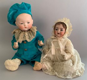 2 Bisque Head Baby Dolls