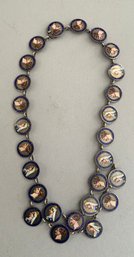 Victorian Enamel Necklace Made From Silver 3 Shilling Coins From The Late 1800s