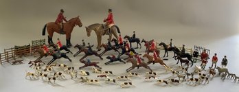 Lot Of Britains Fox Hunt Riders On Horses, Etc.