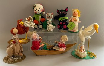 Lot Of 8  Annalee Felt Dolls Made In Meredith NH