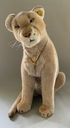 36 Steiff Studio Sitting Puma With Tag & Ear Button, Very Good Condition