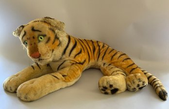 28 Plus Tail, Steiff Studio Lying Down Mohair Tiger
