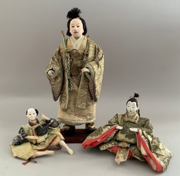 Lot Of 3  Japanese Gofun Dolls