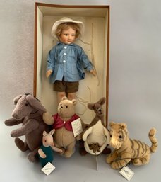 6  R John Wright Doll/animals, Christopher Robin, Winnie The Pooh, Etc.