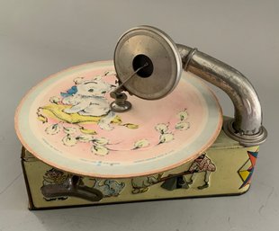Vintage Tin Toy Gramophone Or Phonograph