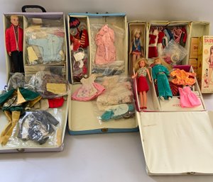 Lot Of 4 Barbie, Ken & Skipper Doll Cases & Accessories