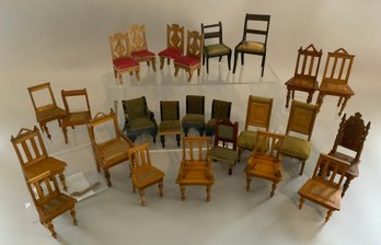 Lot Of 26 Assorted Doll House Chairs, Various Styles And Sizes
