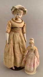 Lot Of 2 Bonnet Head Parian S/H Dolls