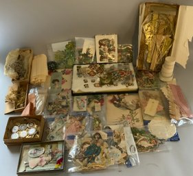 Lot Of Victorian Clip Art, Paper Crafts, Trims, Metal Trims, Etc.