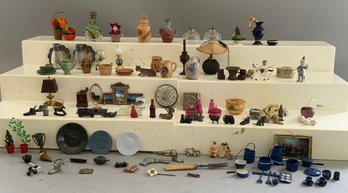 Lot Of Assorted Doll House Miniatures & Lot Of Cracker Jack Toys