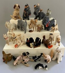 25 Small Early Fur/felt Covered Animals