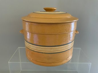 One Yellowware Butter Crock With Lid