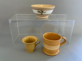 Three Pieces Assorted Yellowware