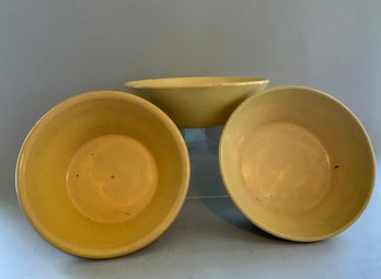 Three Pieces Yellowware Mixing Bowls