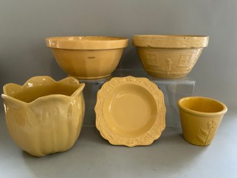Five Pieces Assorted Yellowware