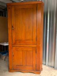 One 44x78x18 Pine Two Door Corner Cupboard