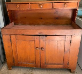 One 48.5x45.5x20 Large Pine Dry Sink With Raised Shelves