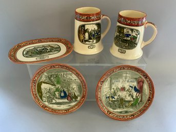 Five Pieces Varying Collection Of Adams England Illustrations Mugs And Plates